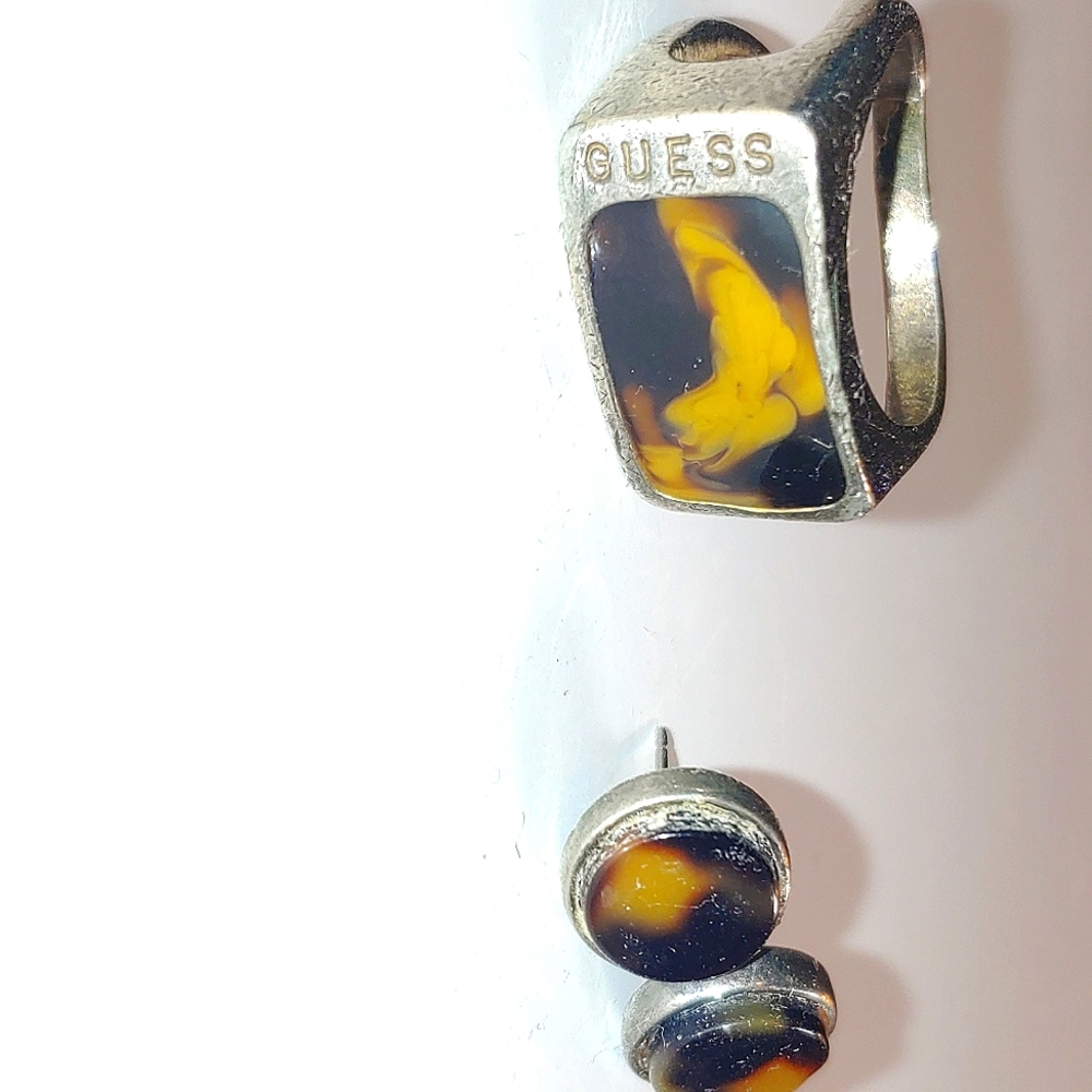 Vintage Guess Tortoise Ring Set